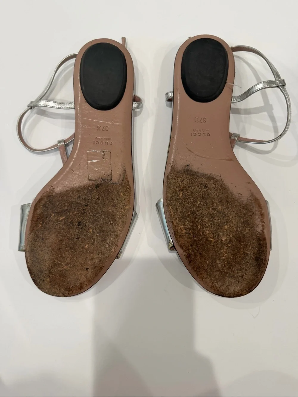 Gucci Silver Metallic Horsebit Strappy Sandals